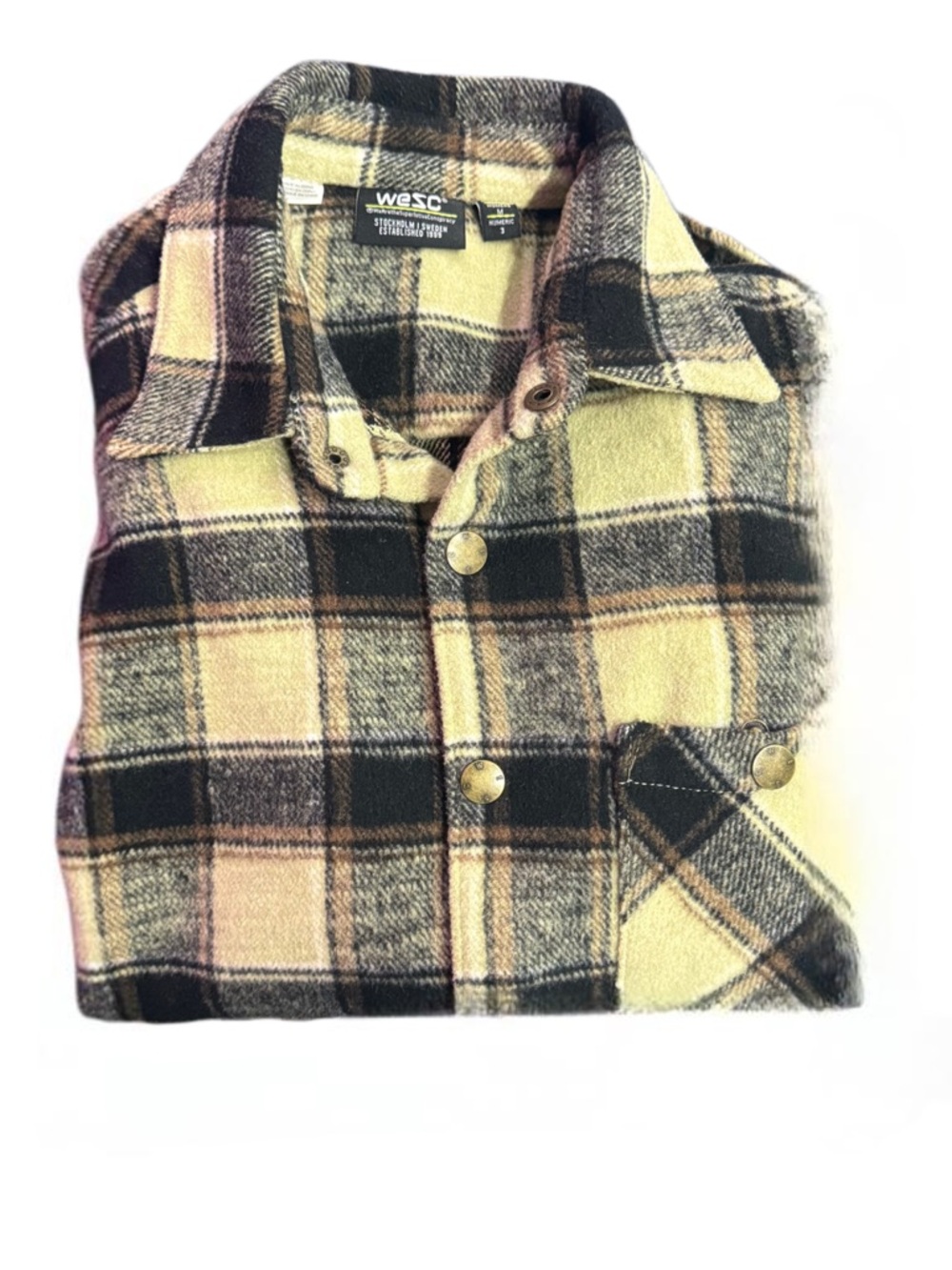 WeSC Brown & Cream Plaid Fleece-Lined Shirt Jacket